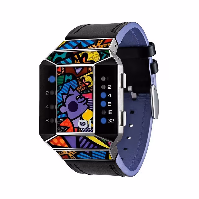 01TheOne Unisex Split Screen Romero Britto Art Purple Watch