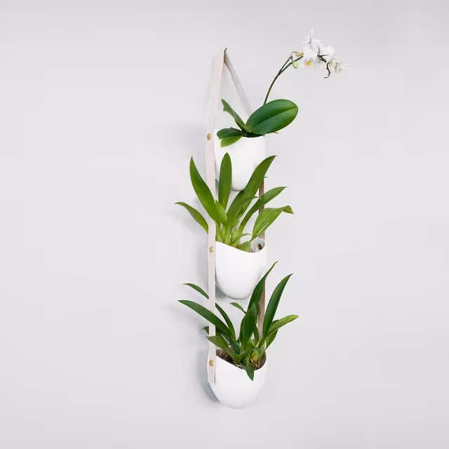 Farrah Sit Porcelain and Leather Planter 3-Tier