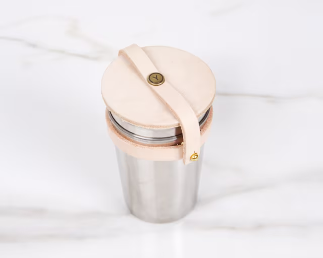 Leather & Steel Cup Set by Yield Design_1