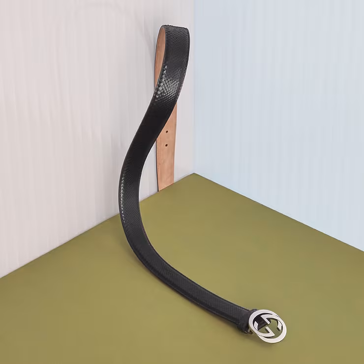 Gucci Python Interlocking Buckle Belt