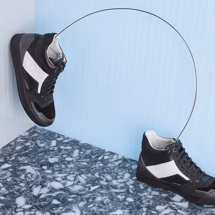 Lanvin Panelled Leather High Top Trainers