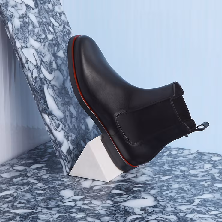 Valentino Red Edge Leather Chelsea Boots