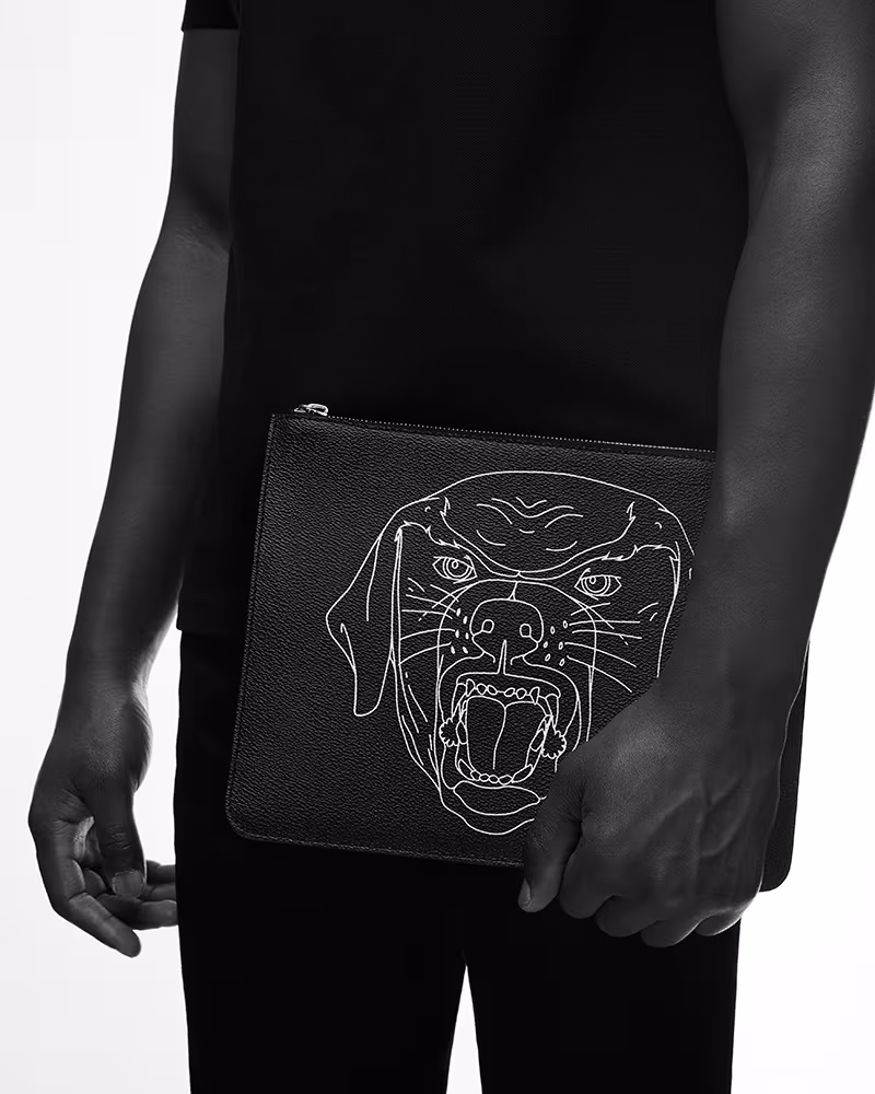 Givenchy Stenciled-Rottweiler Clutch