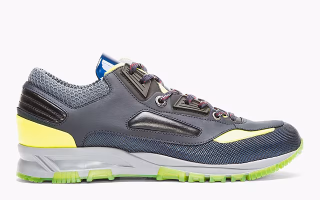 Lanvin Black Leather Neon-trimmed Trainers_3