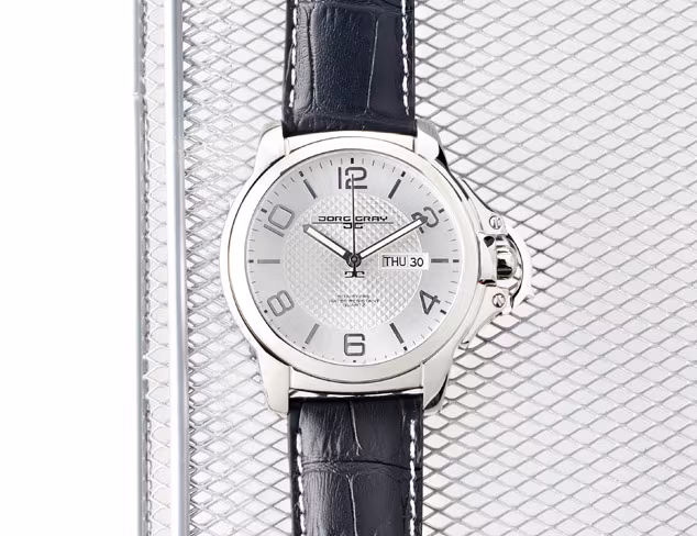 Jorg Gray Men's Quartz Analogue Watch JG1850-18 With Italian Leather Crocodile Pattern Strap and Silver Dial