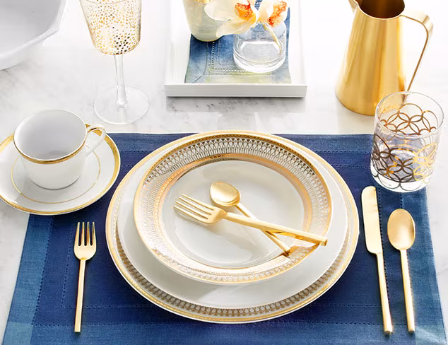 Spring Update: Indigo & Gold Tablescape at MYHABIT