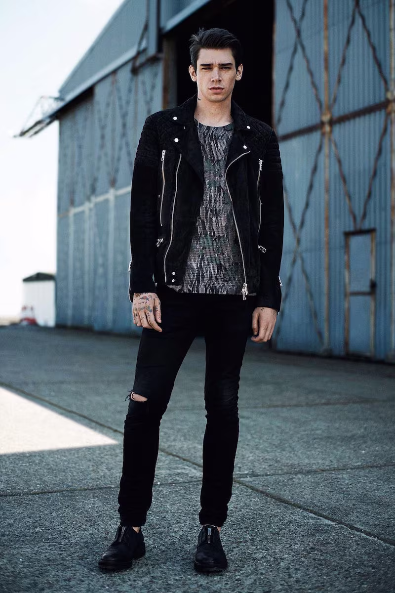 AllSaints Imara Suede Biker Jacket