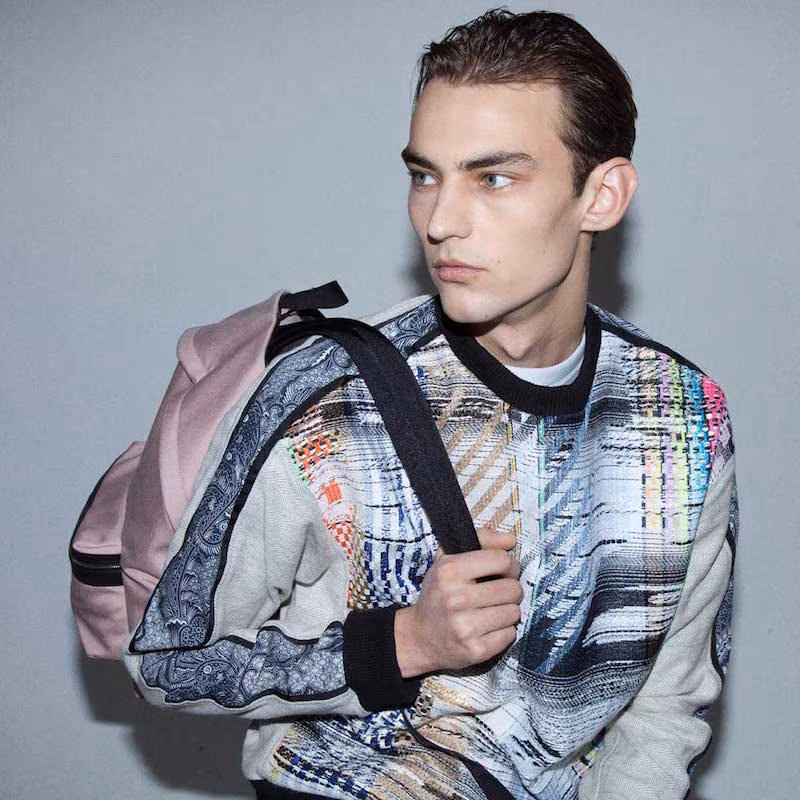 James Long Multi-Coloured Woven Front Sweater_1