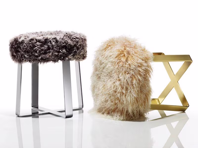 Barneys New York Fur Flat Bar Stool