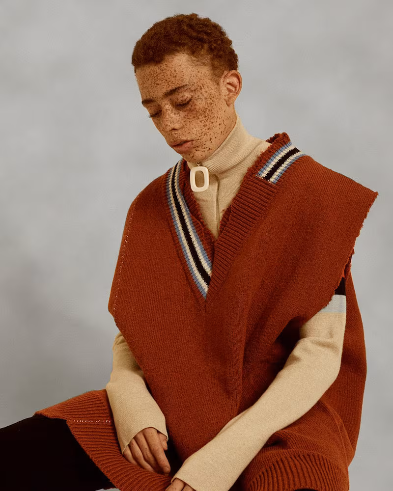 Raf Simons Oversized Destroyed Varsity Sweater Vest