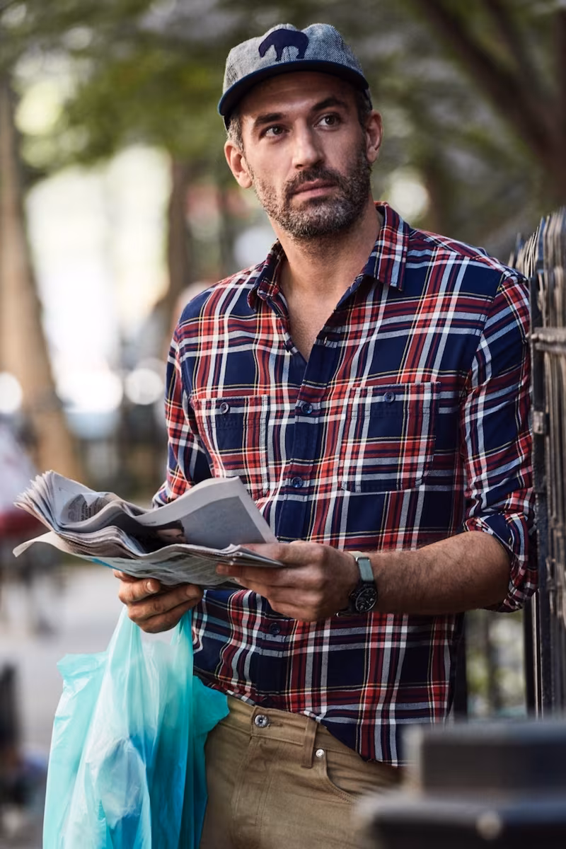 J.Crew Midweight Flannel Shirt In Navy Plaid