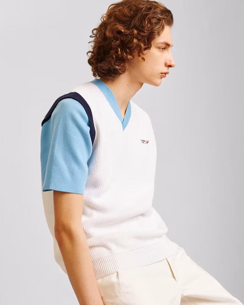 Sunnei Tricolore V-Neck Knitted Sweater Vest