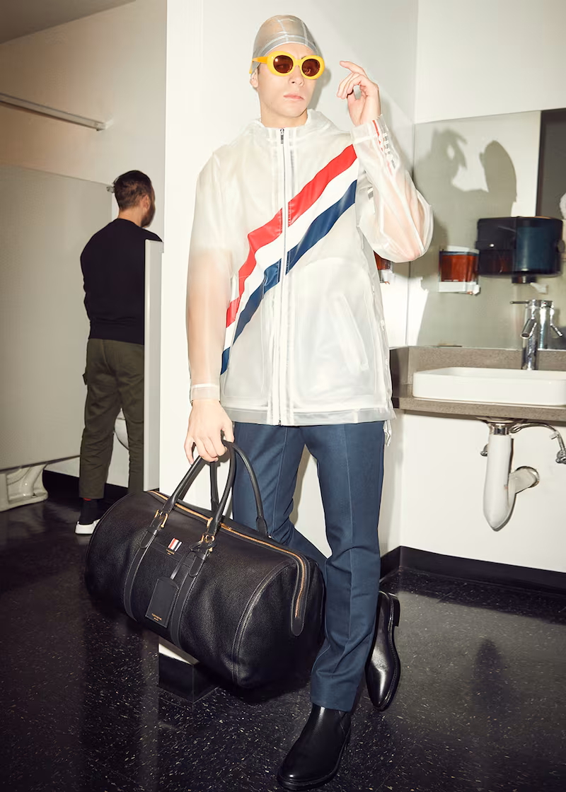 Thom Browne Diagonal Stripe Packable Rain Coat