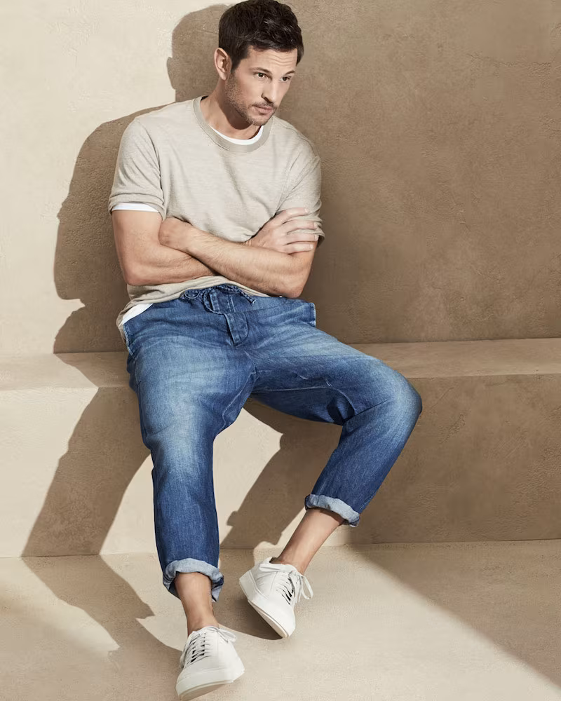 Vince Drop-Rise Drawstring Denim Pants