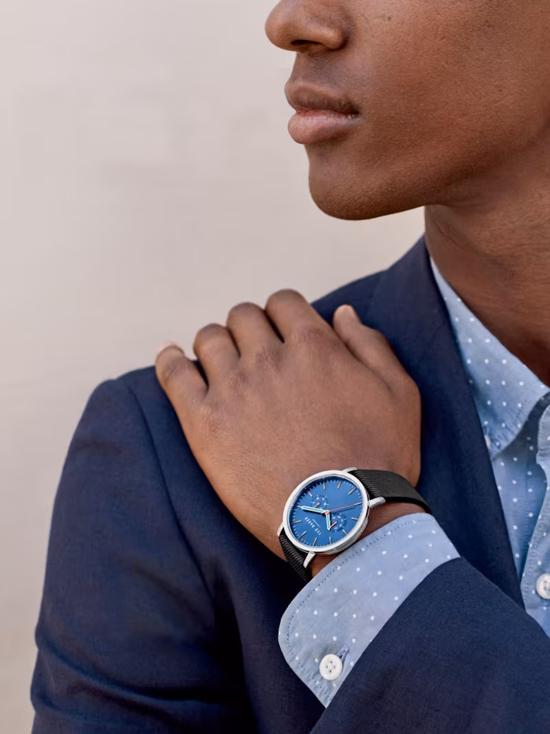 Ted Baker London Brit Multifunction Textured Canvas Strap Watch