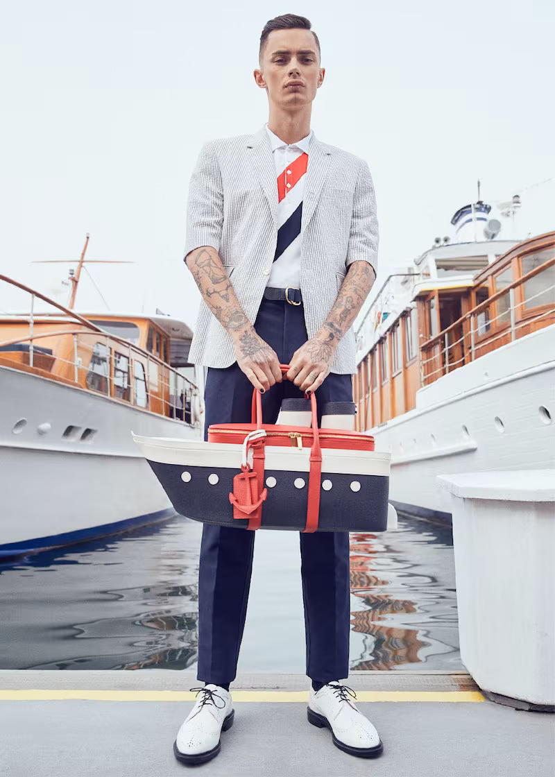Thom Browne Short Sleeve Seersucker Blazer