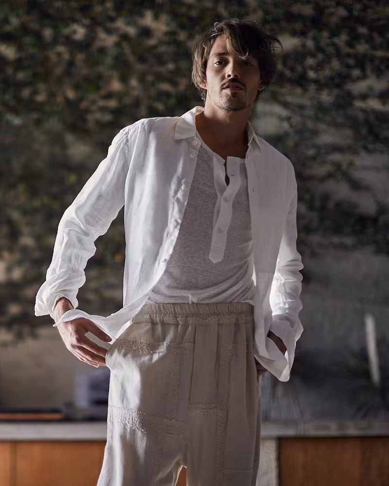 Barena Venezia Point-Collar Bib-Front Linen Shirt