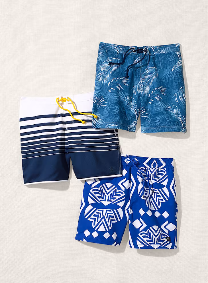 Original Penguin Tropical Leaf Fixed Waist Swim Trunk