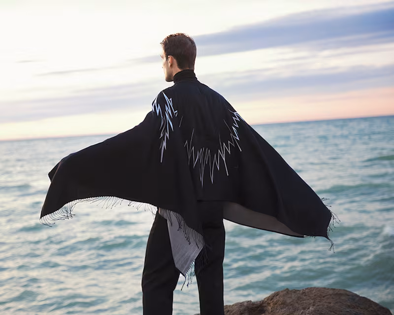 Marcelo Burlon County of Milan Yike Cotton & Viscose Knit Poncho