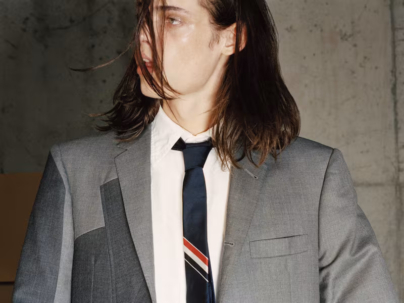 Thom Browne Grey Pattern Patchwork Blazer