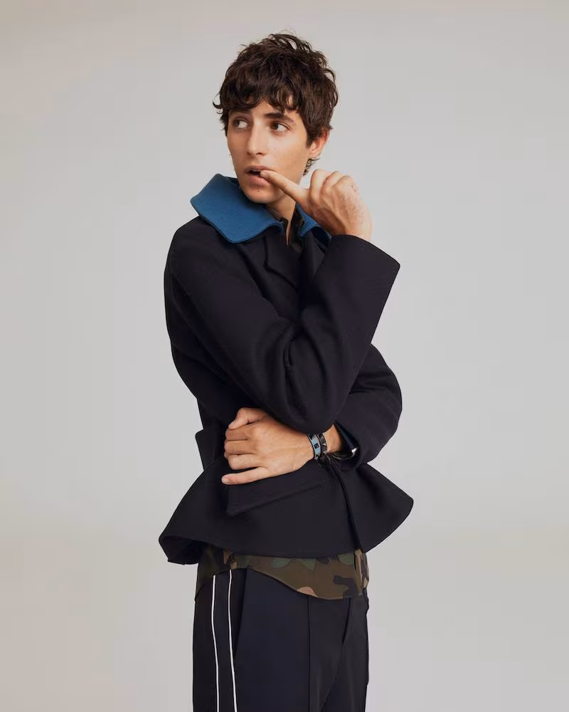 Valentino Detachable-Collar Double-Breasted Wool Pea Coat
