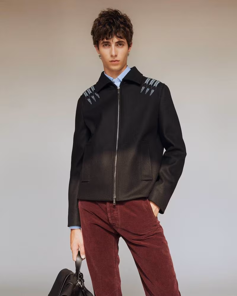 Valentino Loveblade-Appliqué Wool-Felt Jacket