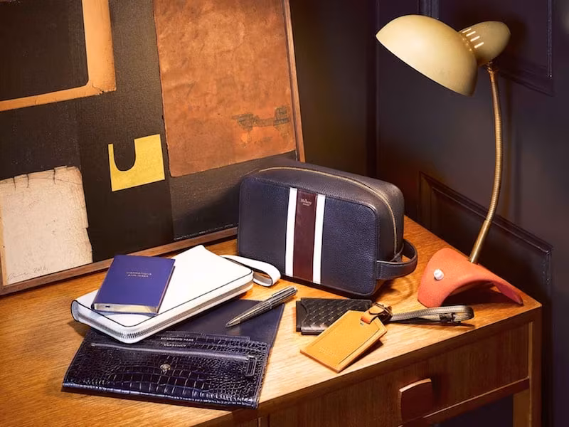  Mulberry Striped Grained-Leather Washbag